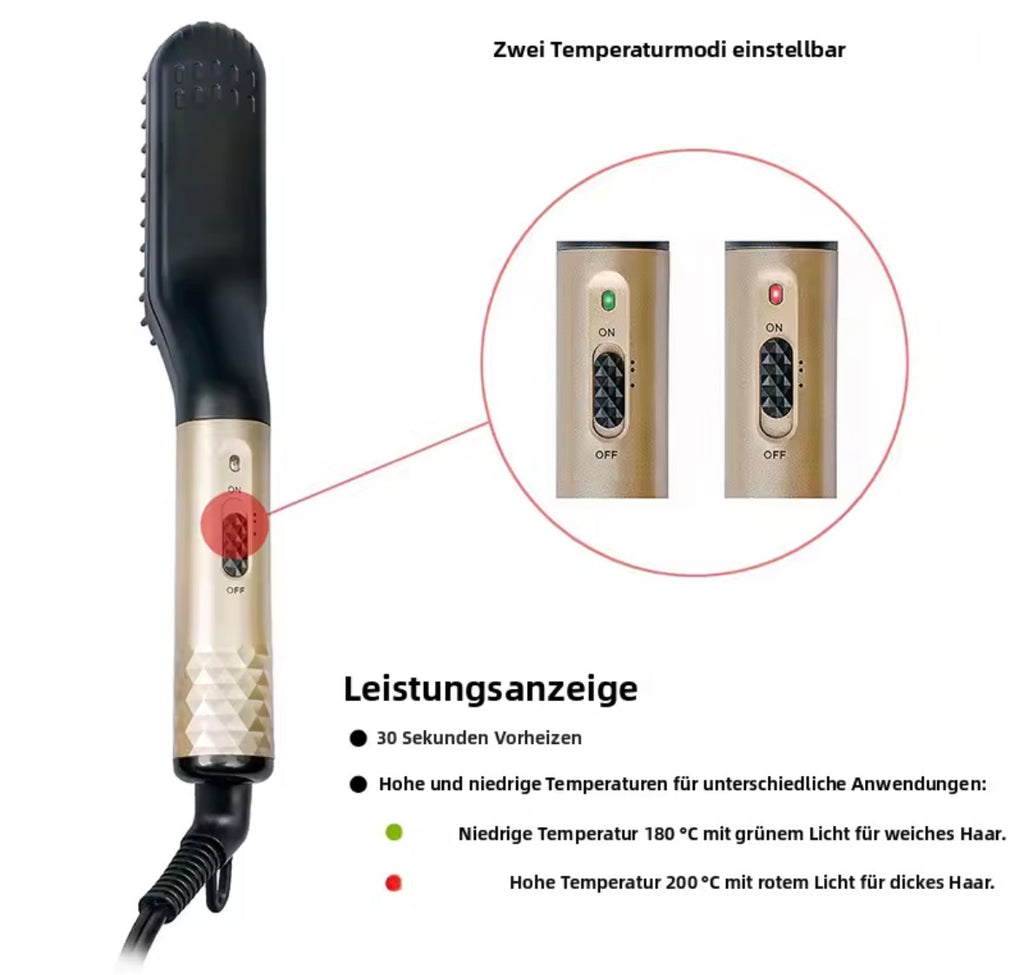 Elektrischer Bartglätter für Männer – Heizbürste mit 2 Temperaturstufen | Schnelles Styling & Glättung