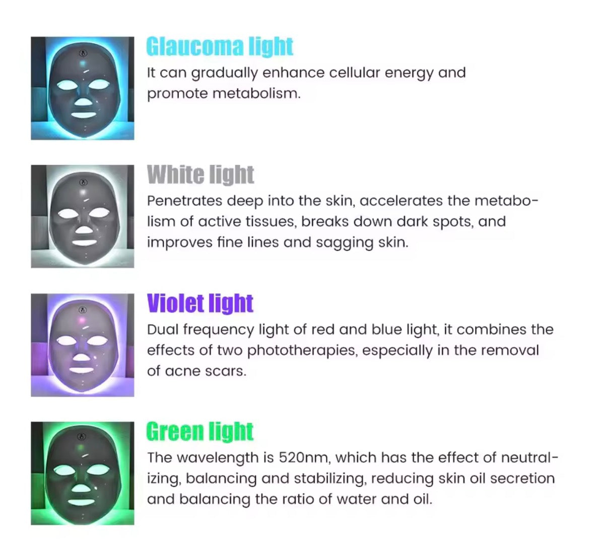 LED Gesichtsmaske 7 Farben – Lichttherapie für Hautpflege